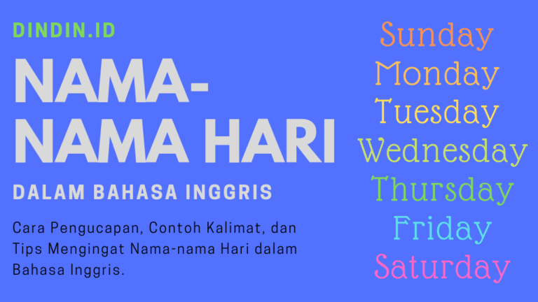 Nama-Nama Hari Dalam Bahasa Inggris | Dindin.id