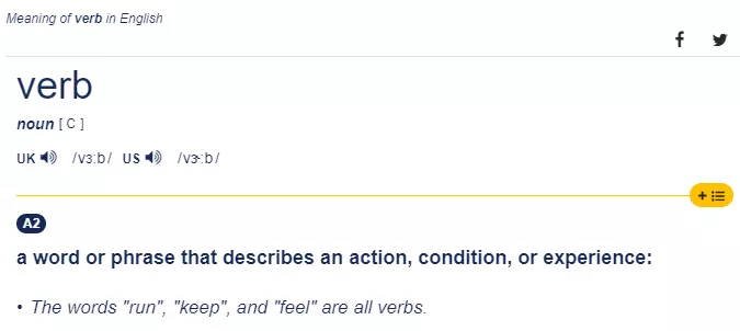 1. Pengertian Verbs - Cambridge Dictionary
